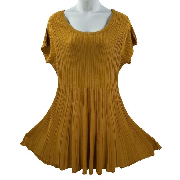 Torrid 3 Womens Marigold Sweater Skater A Line Dress Knee Length Cap Sleeve - Picture 3 of 10